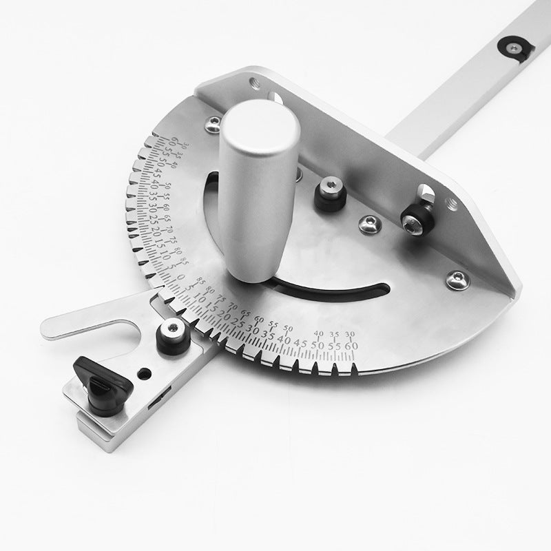 Precision Miter Gauge, Table Saw Miter Gauge with 120 Angled Ends and a Repetitive Cut Flip Stop for Table Saw, Silver