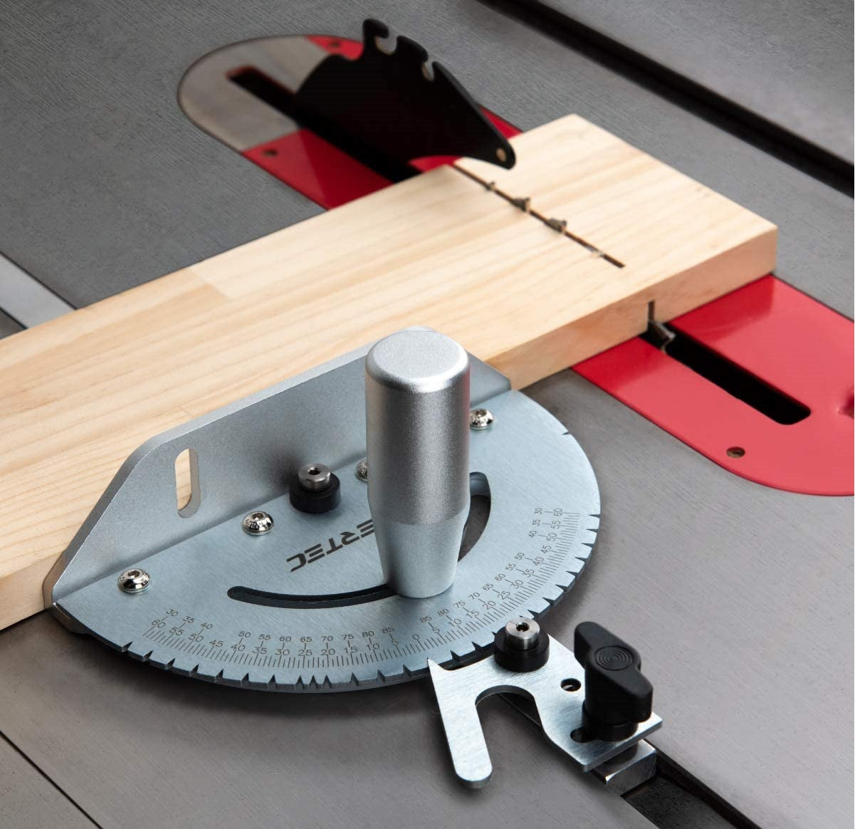 Precision Miter Gauge, Table Saw Miter Gauge with 120 Angled Ends and a Repetitive Cut Flip Stop for Table Saw, Silver