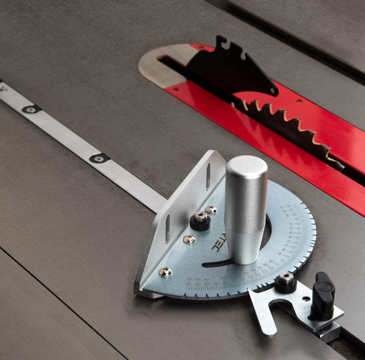 Precision Miter Gauge, Table Saw Miter Gauge with 120 Angled Ends and a Repetitive Cut Flip Stop for Table Saw, Silver
