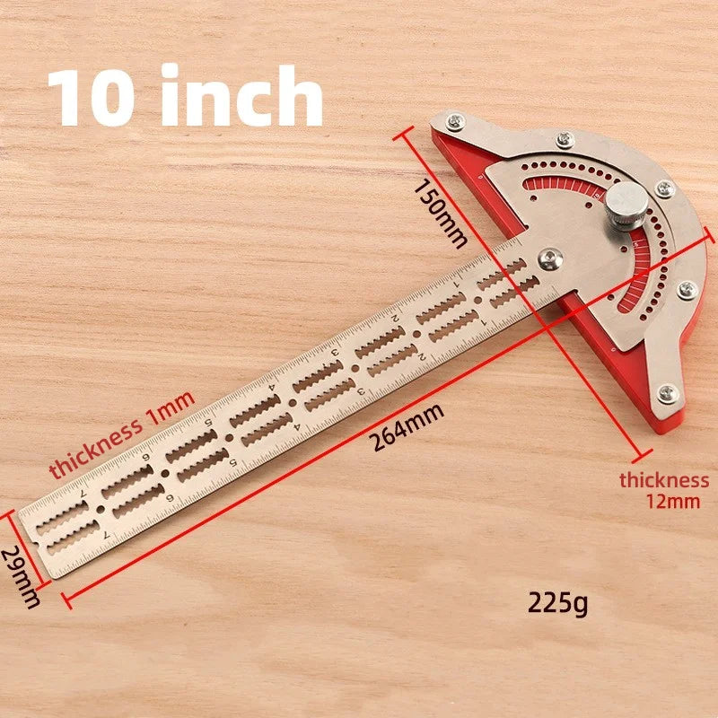Woodworkers Edge Ruler Stainless Steel Protractor Angle Precision Carpenter Measuring Tool