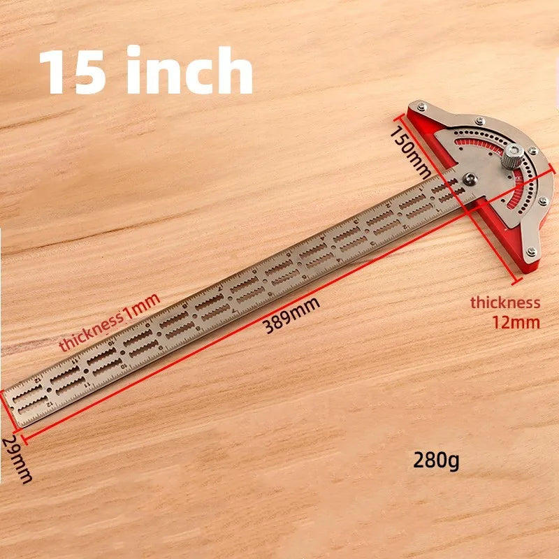 Woodworkers Edge Ruler Stainless Steel Protractor Angle Precision Carpenter Measuring Tool