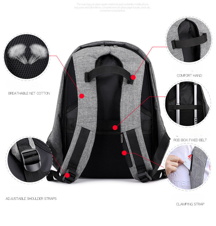 Large Capacity Backpack with Multifunctional USB Charging Port